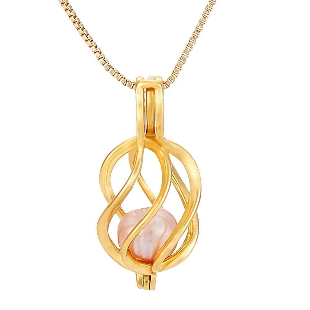 4700 925 Sterling Silver Cage Pendants with Natural Pearl, Ball Cage